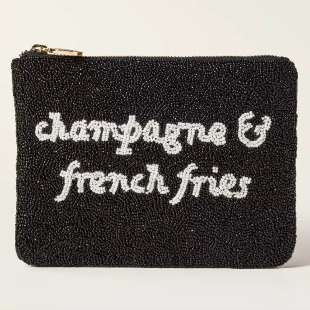 Kate Spade X Target - Black Beaded Zip Pouch Champagne & French Fries